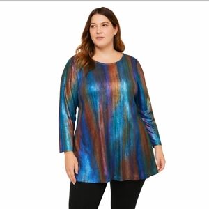 Lily by Firmiana Iridescent Tunic Top Size Lg